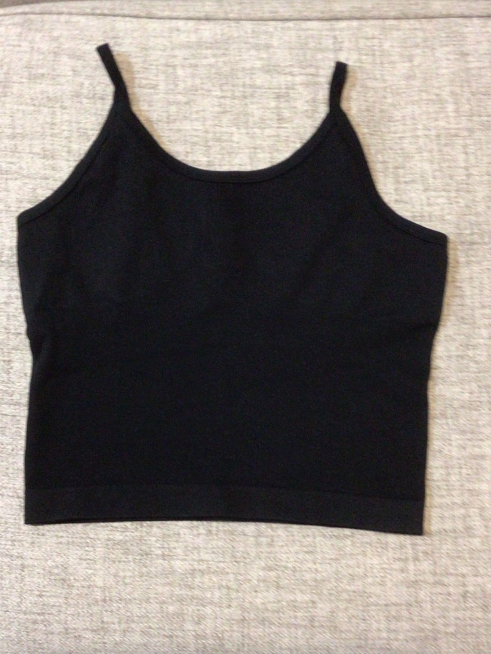 Women’s Black Ribbed Adjustable-Strap Tank Top - Picture 2 of 3